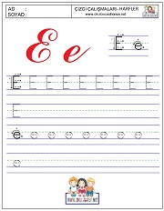 e harfi çizgi çalışması